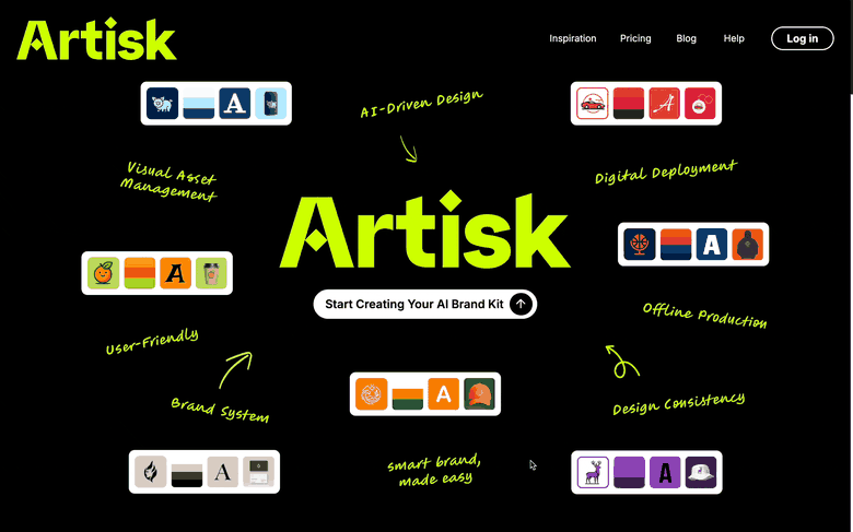 Original Artisk landing page